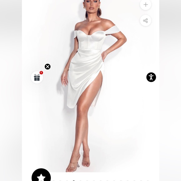 Miss Circle White Satin Dress - Picture 4 of 5